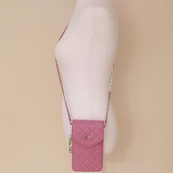 Badgley Mischka Women’s Pearls Phone Case W/ Insert Card Holder Crossbody Purple - Picture 12 of 13